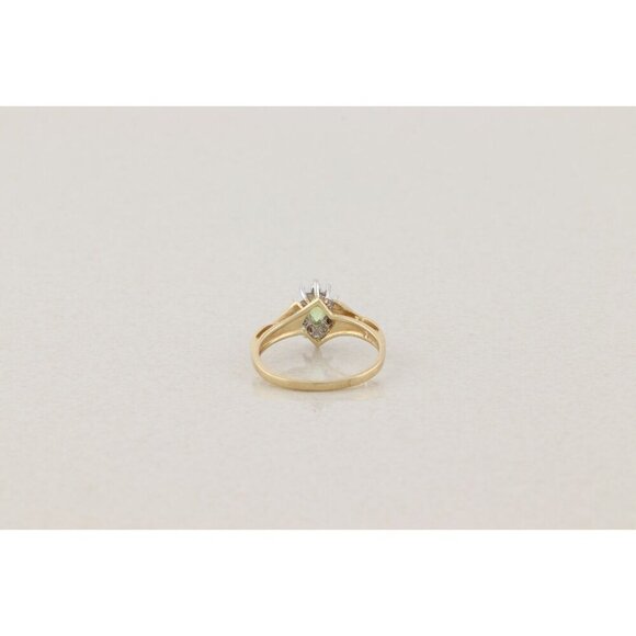 10k Yellow Gold and White Gold Peridot and Diamond Ring Size 6 3/4 - Picture 6 of 7